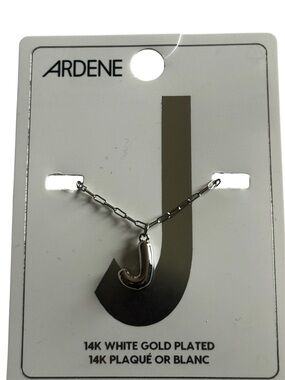 3 FOR $20 ARDENE 14K White Gold Plated 'J' Initial Pendant Necklace - Silver